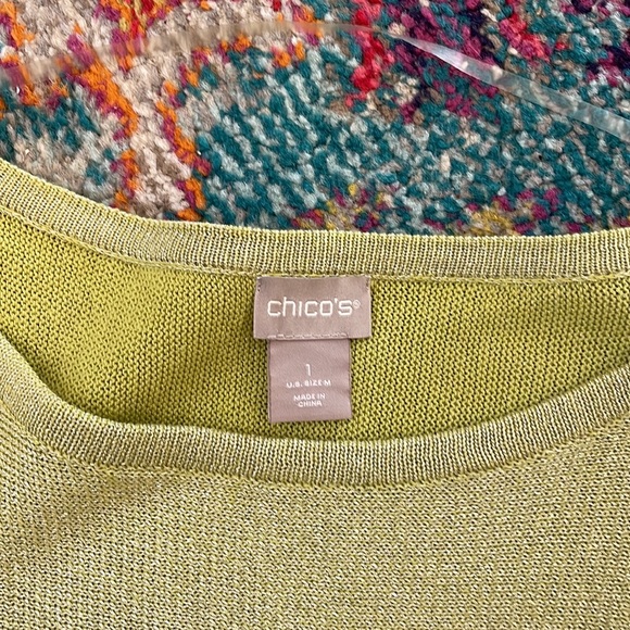 EUC Chico’s Shimmer Side Ribbed Pullover Sweater size 1 (medium) - Picture 2 of 4